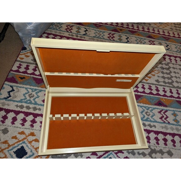 Oneida Blue Denim Fruit Patchwork Embroidered Sterling Silverware Case Vintage - Picture 4 of 9